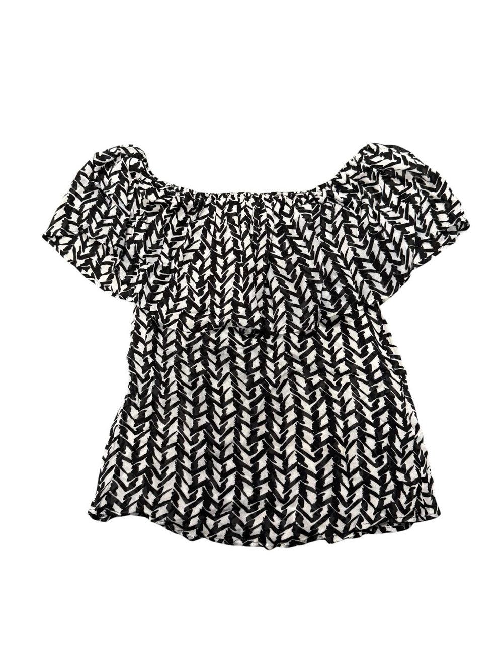 Anne Fontaine Black and White Off-Shoulder Printed Blouse size 38 ( small)